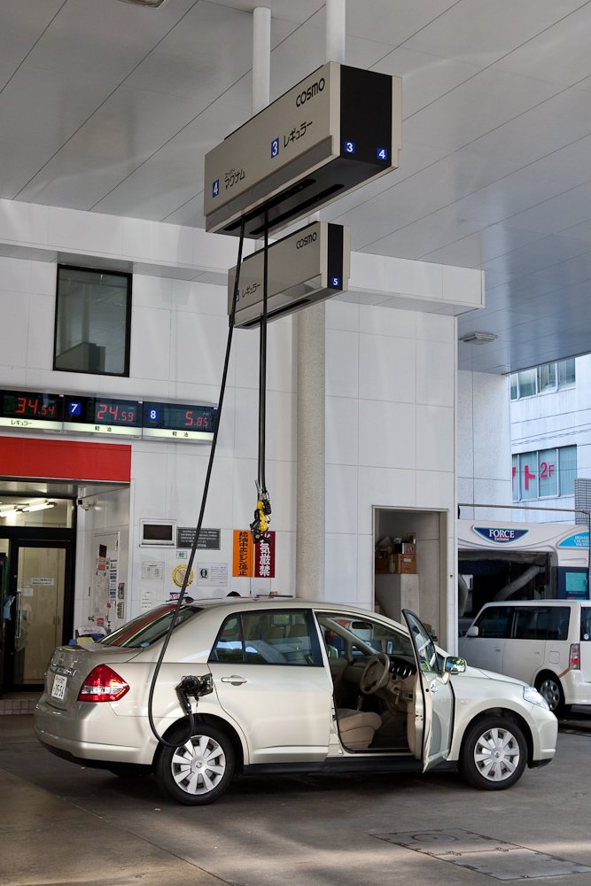 日本のガソリンスタンドの給油機